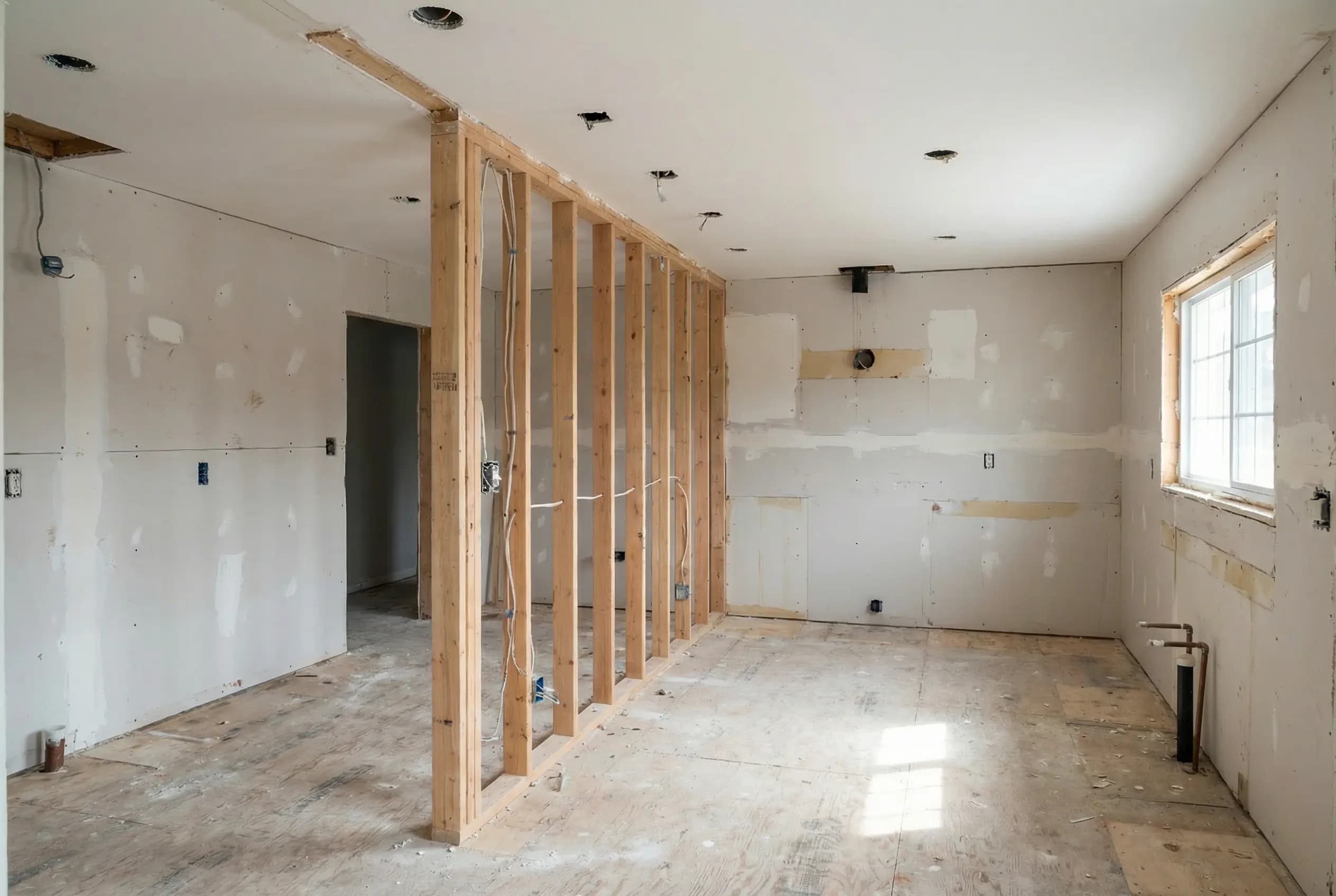 Construction crew working on a commercial building project